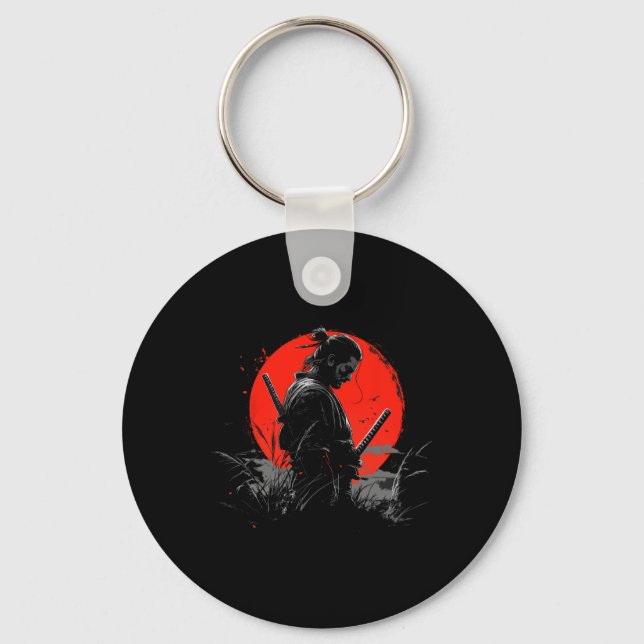 Samurai Spirit Graphic Modern Warrior's  Key Ring (Front)