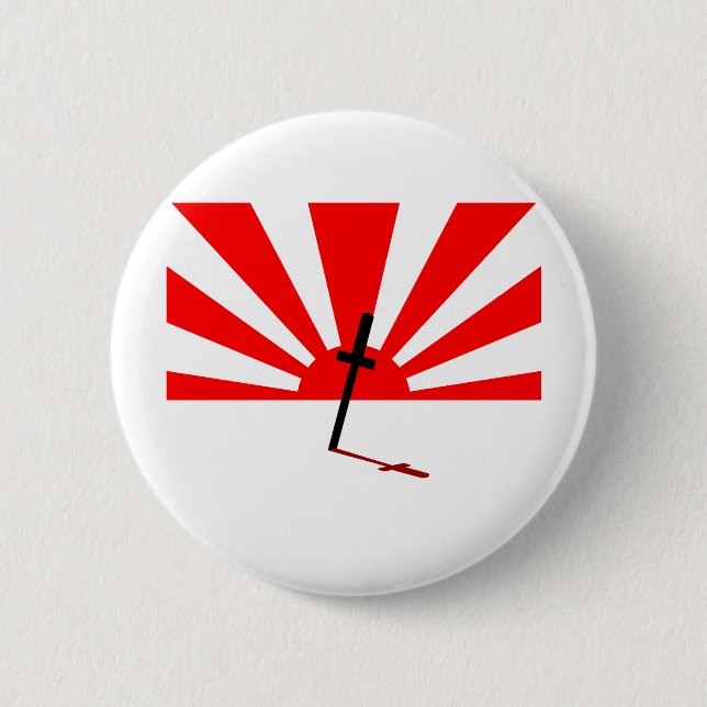 Samurai sunset 6 cm round badge (Front)