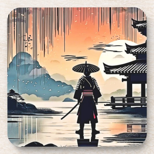 Samurai Sunset: Reflective Journey Coaster (Front)