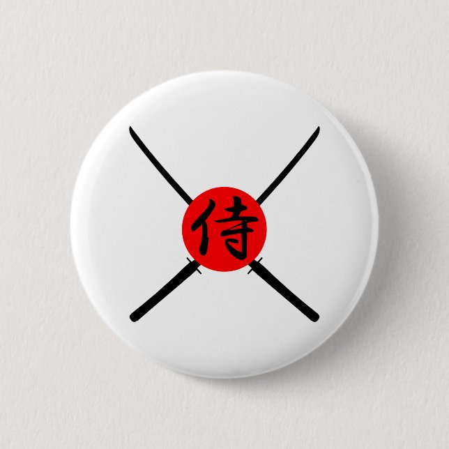 SAMURAI - Sword & Kanji 6 Cm Round Badge (Front)