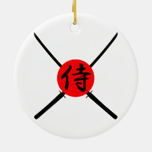 SAMURAI - Sword & Kanji Ceramic Tree Decoration