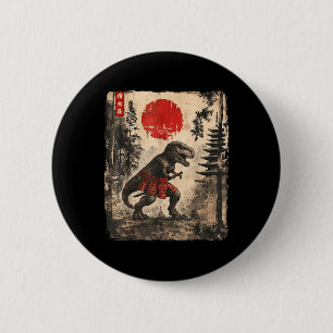 Samurai T-rex Japanese Dinosaus Funny Dino Gifts G 6 Cm Round Badge