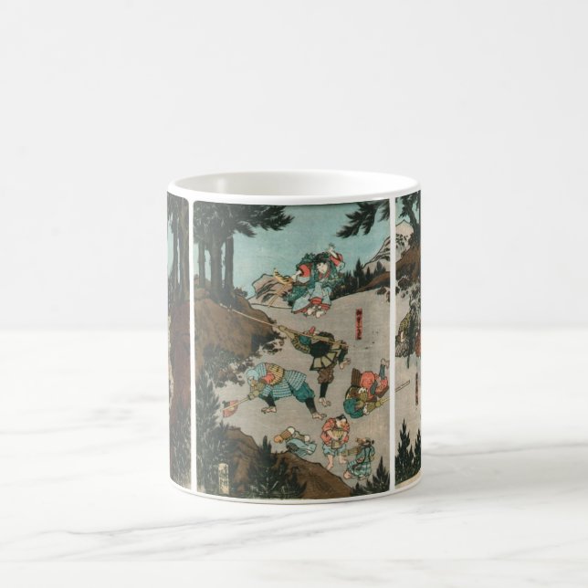Samurai training with Tengu, Circa 1859 Coffee Mug (Center)