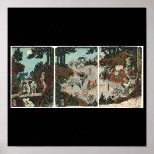 Samurai training with Tengu, Circa 1859 Poster