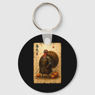 Samurai Turkey Thanksgiving Japanese Warrior Anime Key Ring