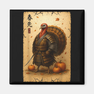 Samurai Turkey Thanksgiving Japanese Warrior Anime Magnet