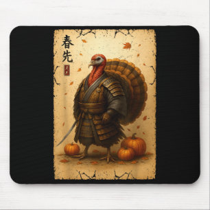 Samurai Turkey Thanksgiving Japanese Warrior Anime Mouse Pad