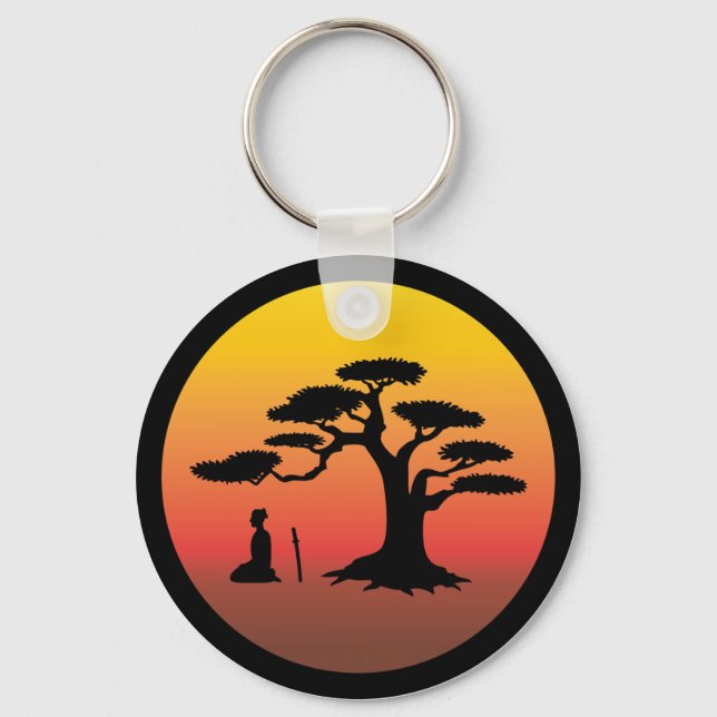 Samurai under Bonsai Tree - Keychain (Front)