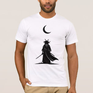 Samurai Under the Crescent Moon – Minimalist Japan T-Shirt