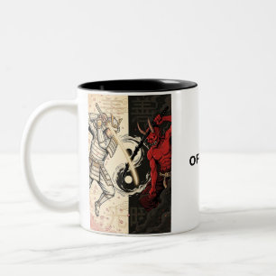 Samurai vs Japanese Oni Demon Dual Yin Yang Graphi Two-Tone Coffee Mug