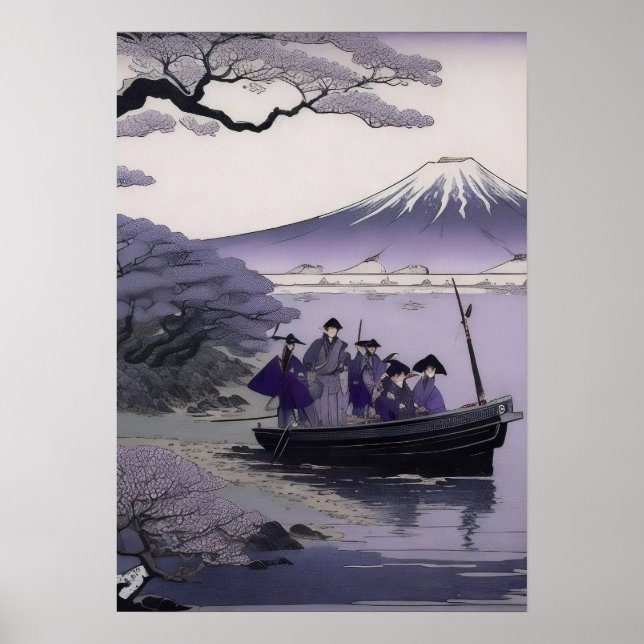 Samurai Wall Art Mount Fuji Japanese Poster (Front)