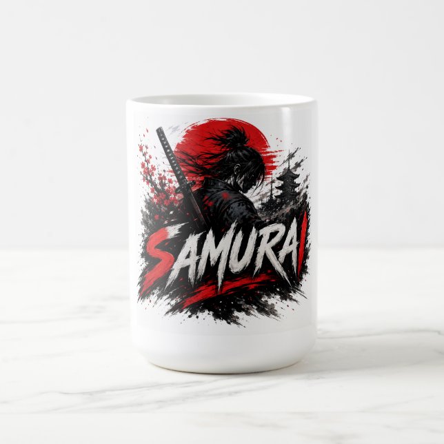 Samurai Warrior Anime Graphic Design Coffee Mug (Center)