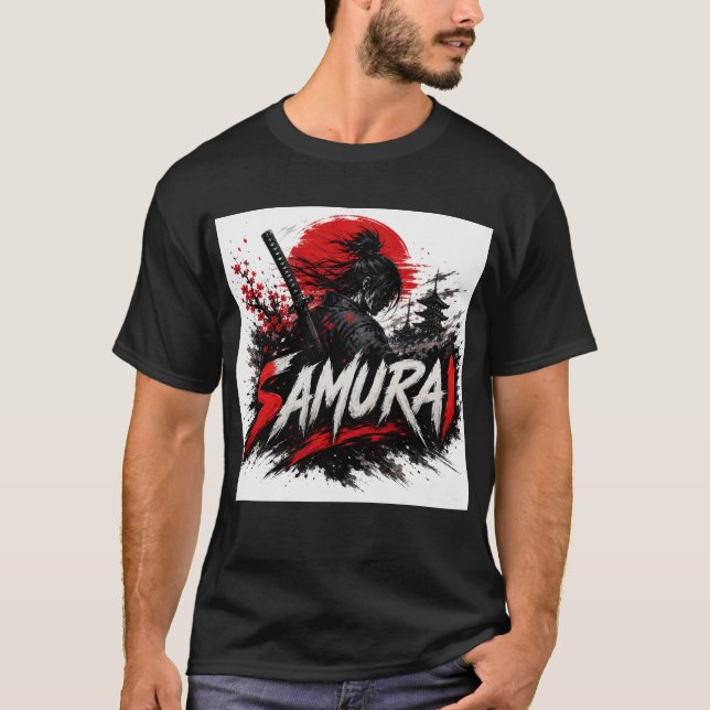 Samurai Warrior Anime Graphic Design T-Shirt (Front)