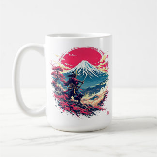 Samurai Warrior at Mount Fuji Japanese Art Coffee Mug