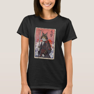Samurai Warrior Cat Graphic, Cool Japanese Art Cat T-Shirt