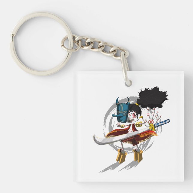 Samurai Warrior Chibi Demon Mask Key Ring (Front)