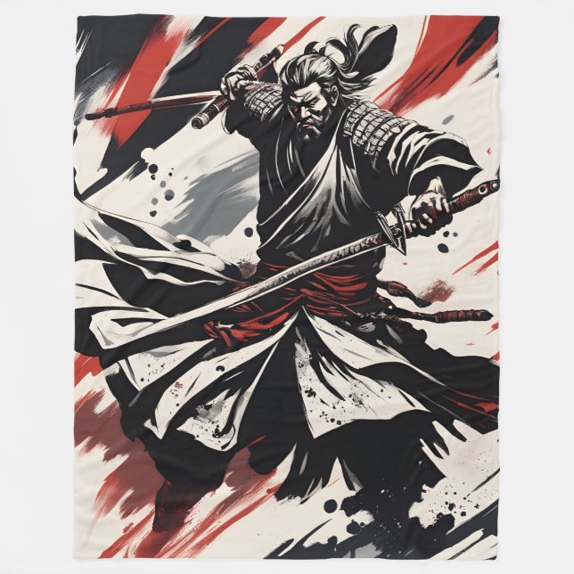 Samurai Warrior  Fleece Blanket (Front)