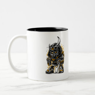 Samurai Warrior Gas Mask Art | Fierce Modern Samur Two-Tone Coffee Mug
