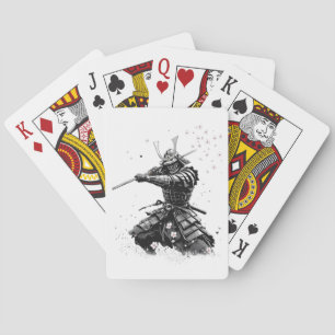 Samurai Warrior in Action Japanese Art Ceramic Playing Cards