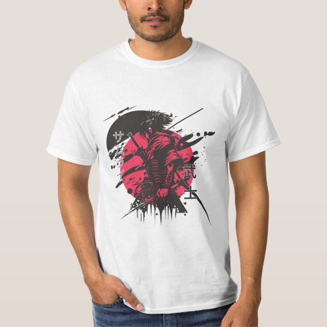 Samurai Warrior – Red Sun Japanese Bushido Design T-Shirt (Front)