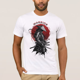 Samurai Warrior Rising Sun Japanese Ink Style T-Shirt