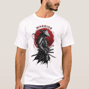 Samurai Warrior Rising Sun Japanese Ink Style T-Shirt