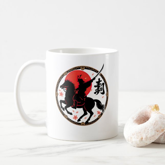 Samurai Warrior Rising Sun Mug (With Donut)