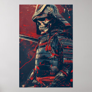 Samurai Warrior Skull Cool Illustration Poster