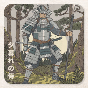 Samurai Warrior  Square Paper Coaster