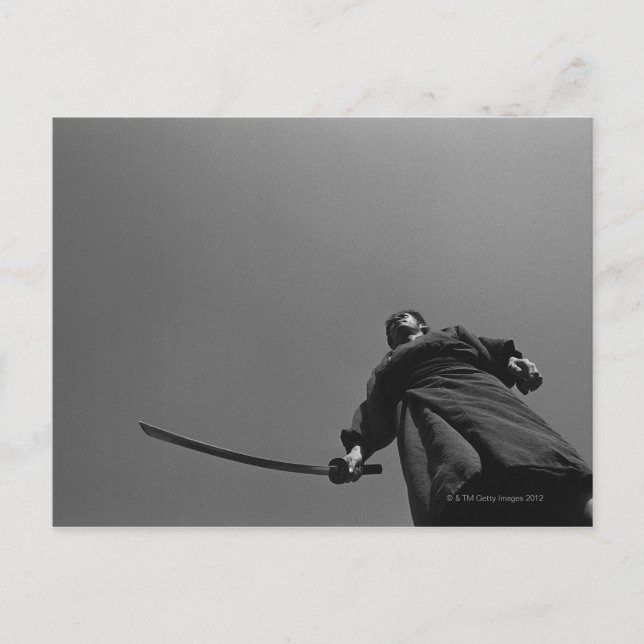 Samurai warrior standing, holding a swoard 2 postcard (Front)