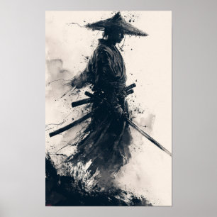 Samurai Warrior Standing in Scene Poster