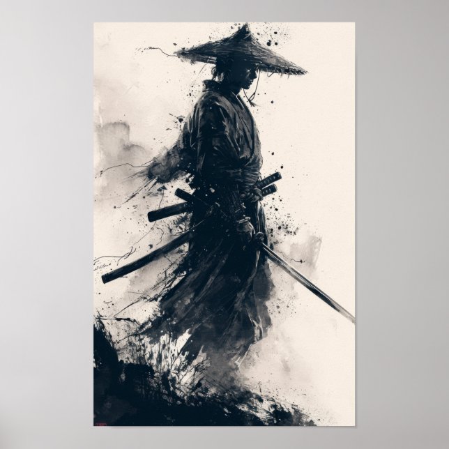 Samurai Warrior Standing in Scene Poster (Front)