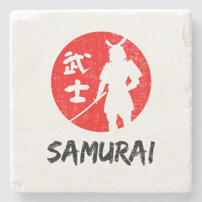 Samurai Warrior  Stone Coaster (Front)