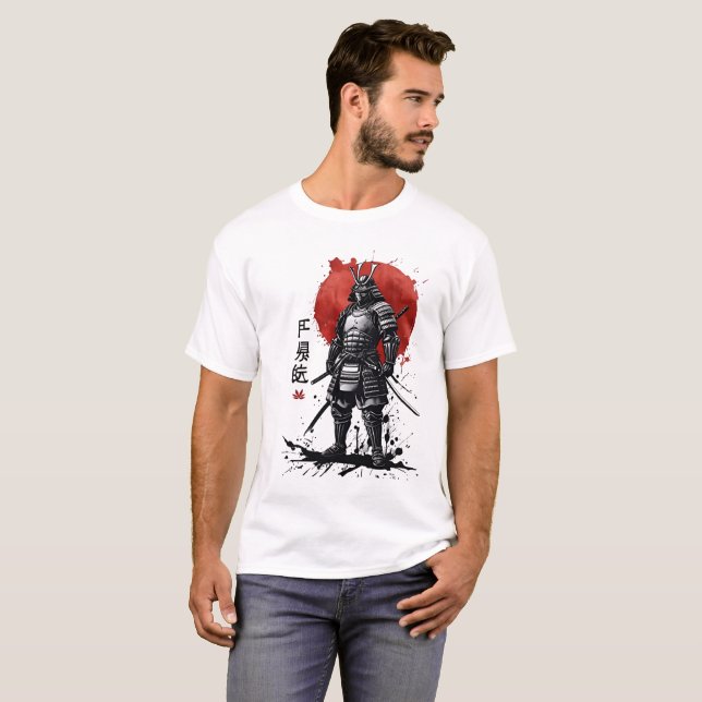 Samurai Warrior T-Shirt – Japanese Bushido Art (Front Full)