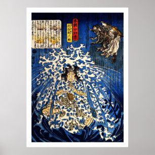 Samurai Warrior Ukiyo–e Woodblock Poster