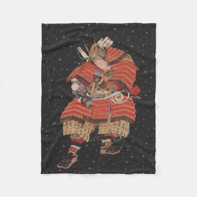 Samurai Warrior Vintage Japanese Art Fleece Blanket (Front)