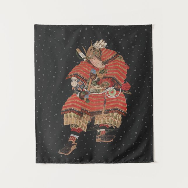 Samurai Warrior Vintage Japanese Art Tapestry (Front)
