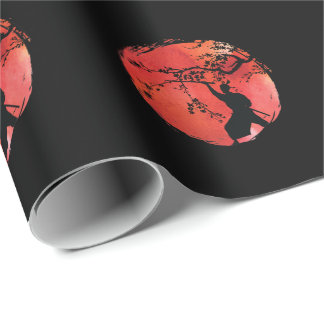 Samurai warrior with sword flagged in Japan Wrapping Paper