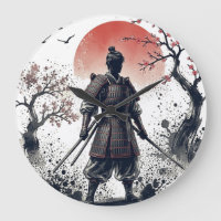 Samurai Warrior with Twin Katanas Sunset Art