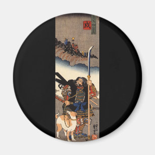 Samurai with his dog, circa 1800's magnet