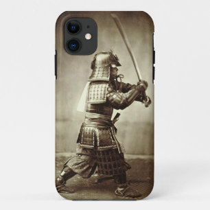Samurai with raised sword, c.1860 (albumen print) iPhone 11 case