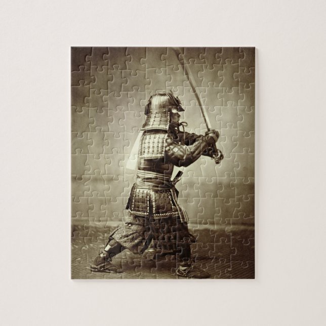 Samurai with raised sword, c.1860 (albumen print) jigsaw puzzle (Vertical)
