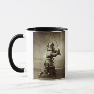 Samurai with raised sword, c.1860 (albumen print) mug