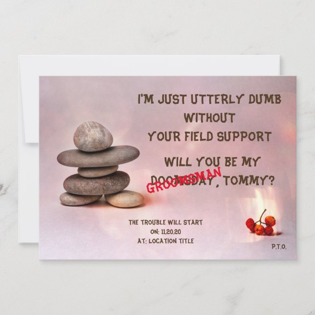 Samurai Zen Stones Groomsman customisable Invitation (Front)
