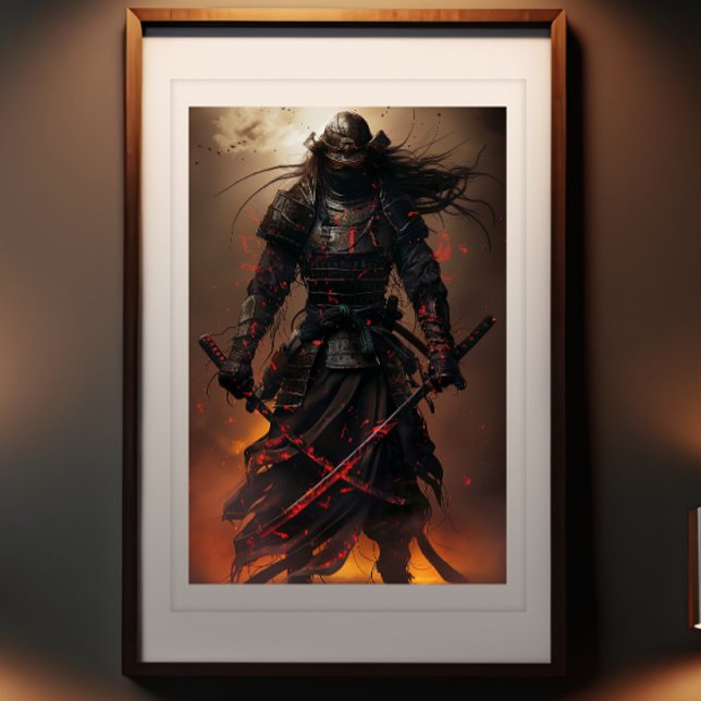 Samurai's Eclipse - Enigmatic Warrior Art Print (Samurai's Eclipse - Enigmatic Warrior Art Print)