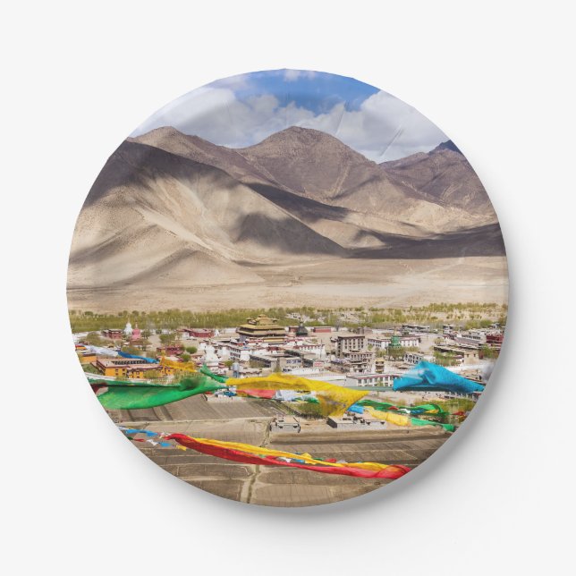 Samye monastery aerial view - Tibet, Asia Paper Plate (Front)
