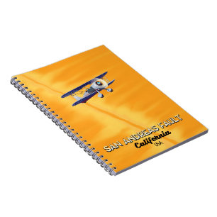 San Andreas fault California USA Travel poster. Notebook