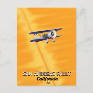 San Andreas fault California USA Travel poster. Postcard