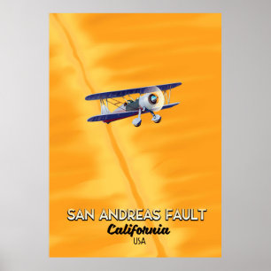 San Andreas fault California USA Travel poster. Poster