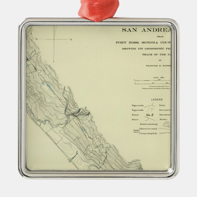 San Andreas Rift near Fort Ross Metal Ornament (Front)